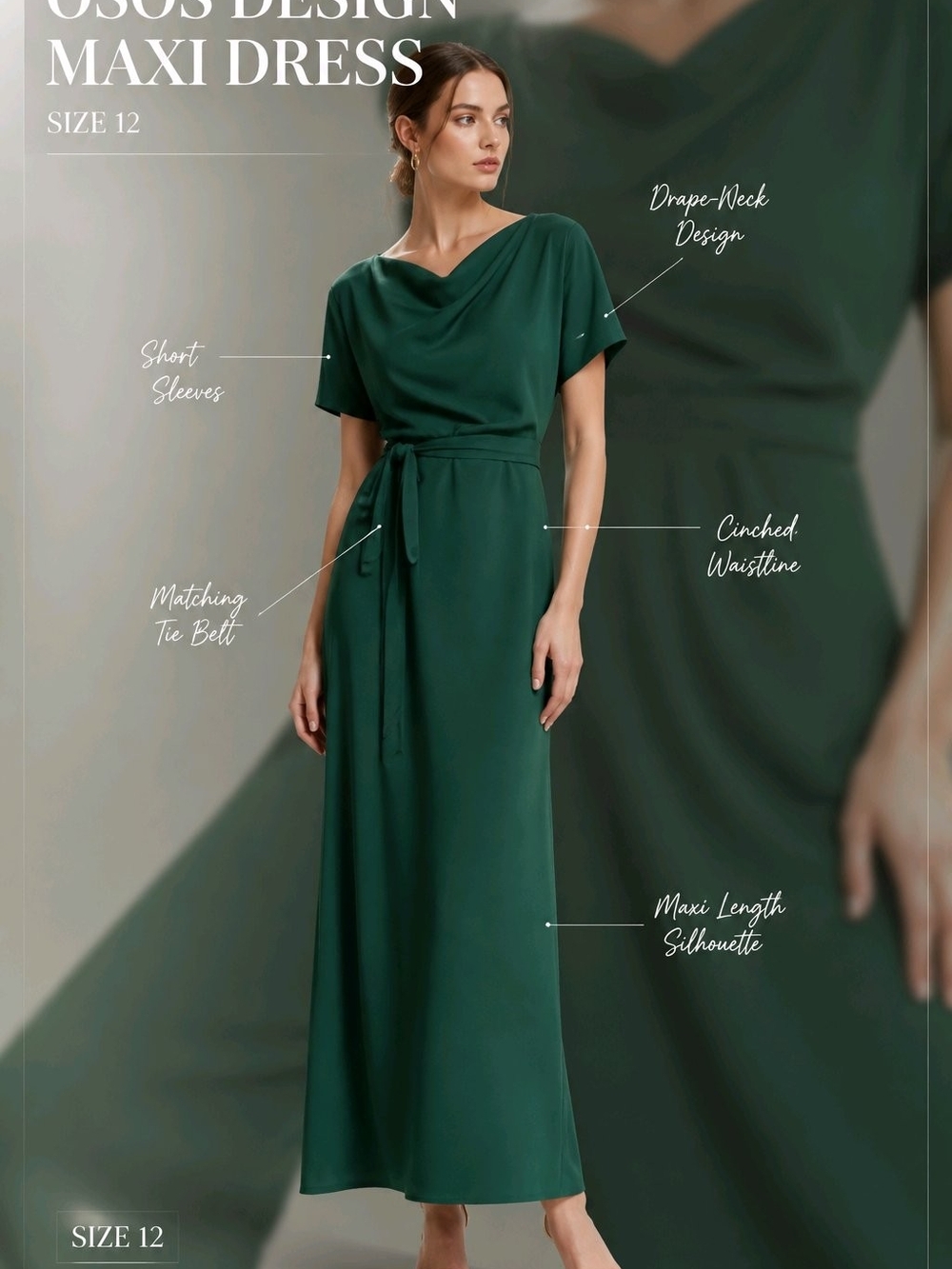ASOS Design Midi dress in deep emerald green